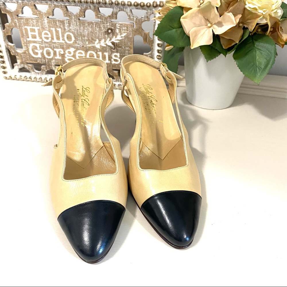 Cap-toe Genuine Leather Lady Continental Heels - Picture 2 of 12